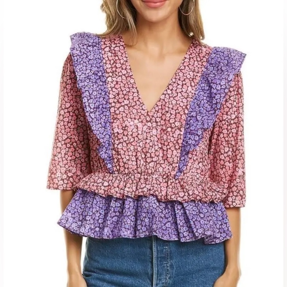 Celina Moon Floral Ruffle Blouse
